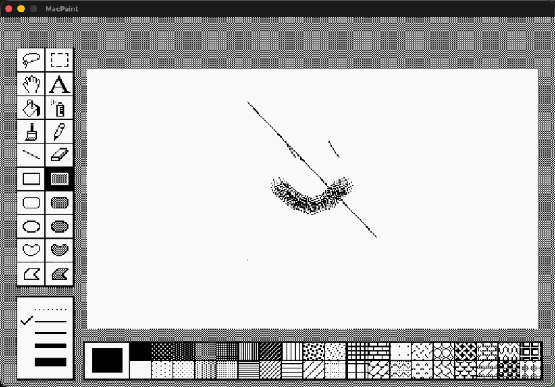 Claude Code drawing a happy face in MacPaint using Xcode UI automation testing